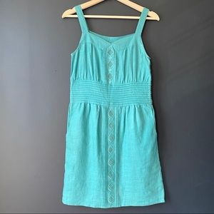 Lauren Moffatt boho linen embroidered mini dress